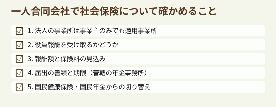 一人合同会社で社会保険について確かめること