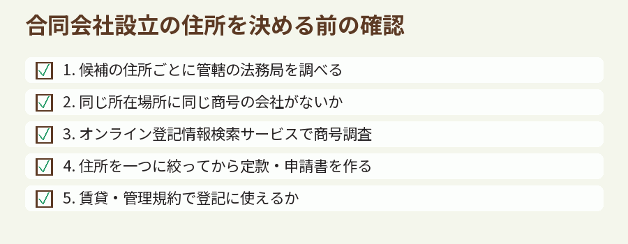 合同会社設立の住所を決める前の確認