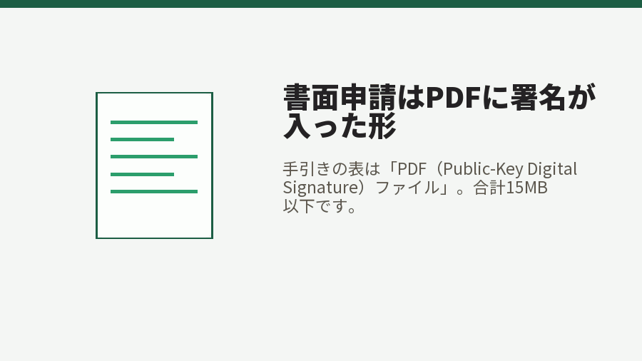 書面申請はPDFに署名が入った形