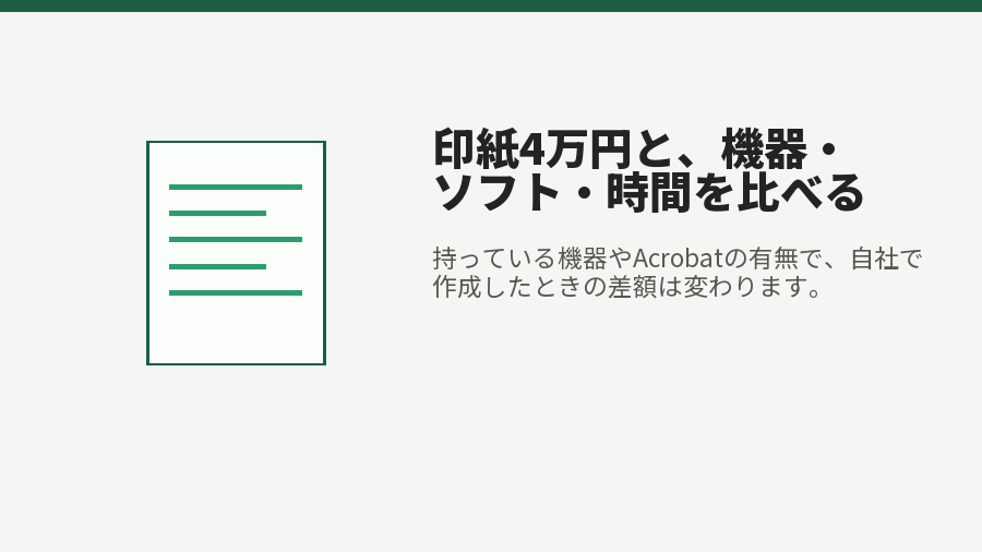 印紙4万円と、機器・ソフト・時間を比べる