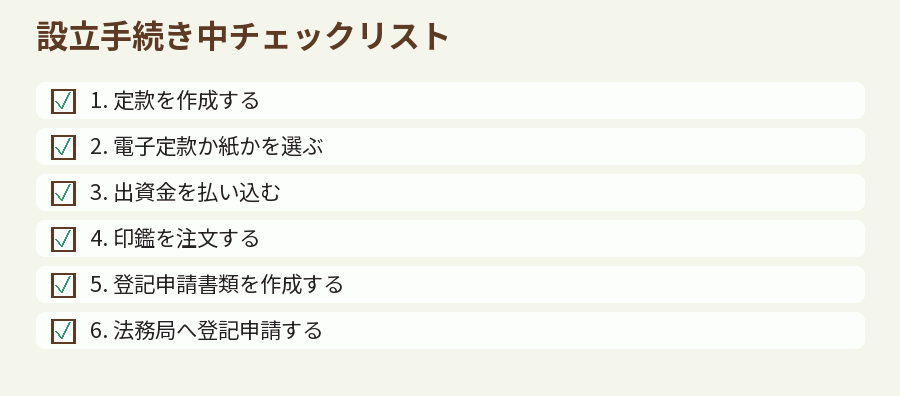 設立手続き中チェックリスト