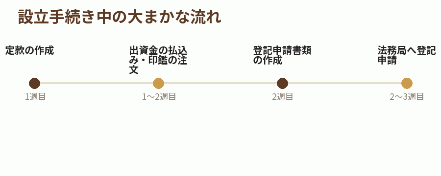 設立手続き中の大まかな流れ