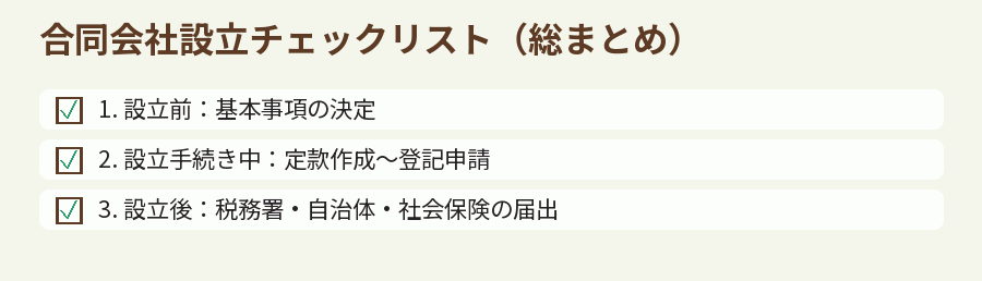 合同会社設立チェックリスト(総まとめ)