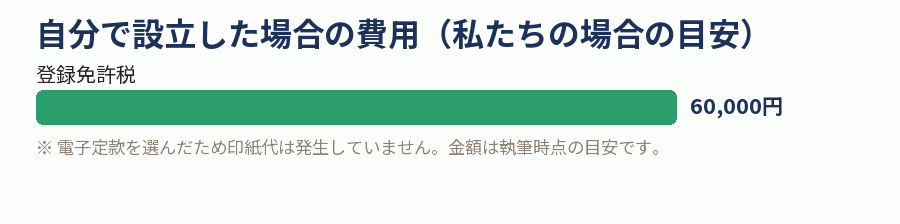 自分で設立した場合の費用（私たちの場合の目安）