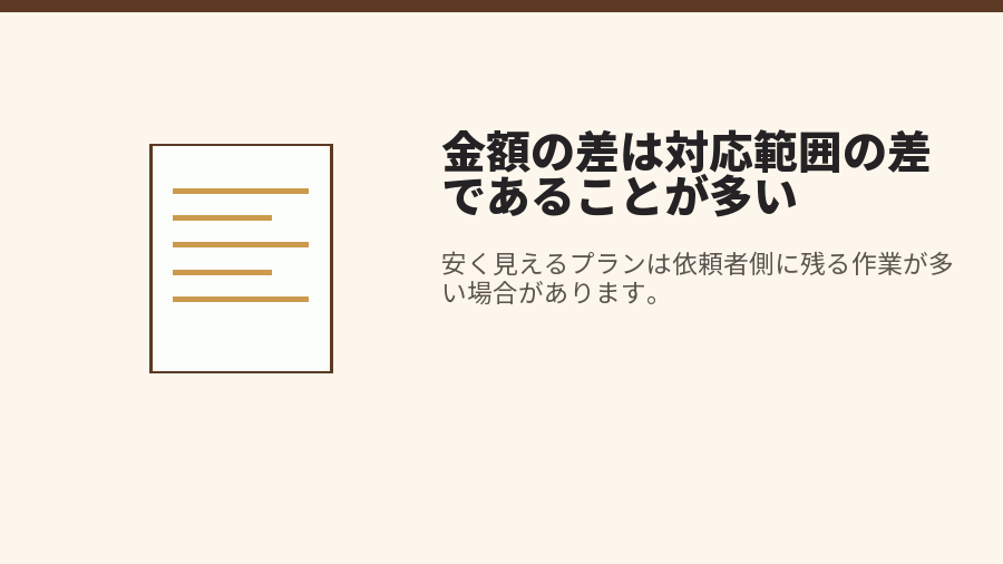 金額の差は対応範囲の差であることが多い