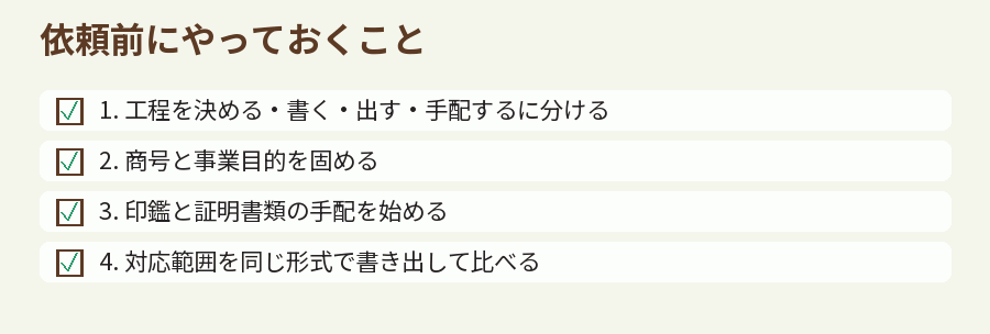 依頼前にやっておくこと