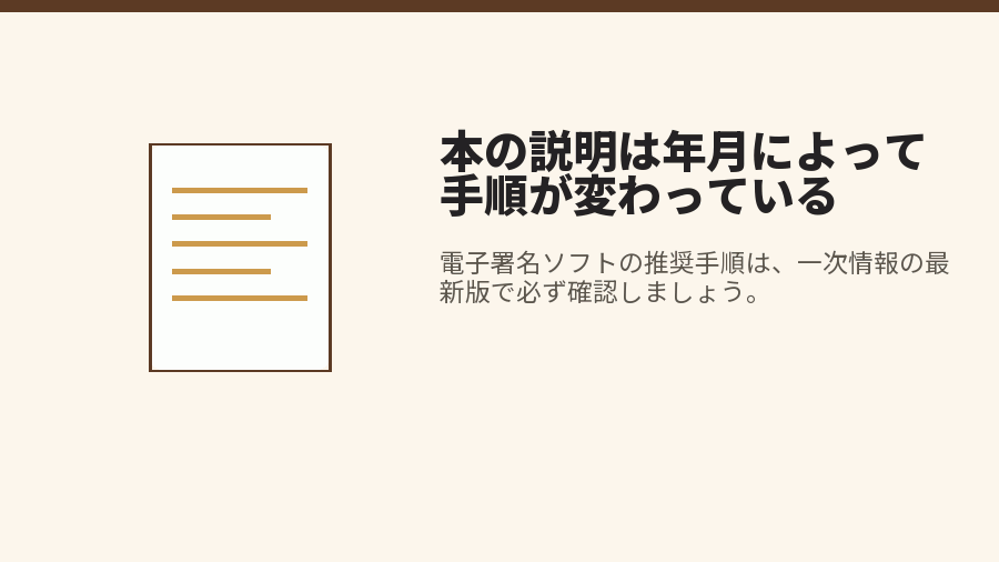 本の説明は年月によって手順が変わっている