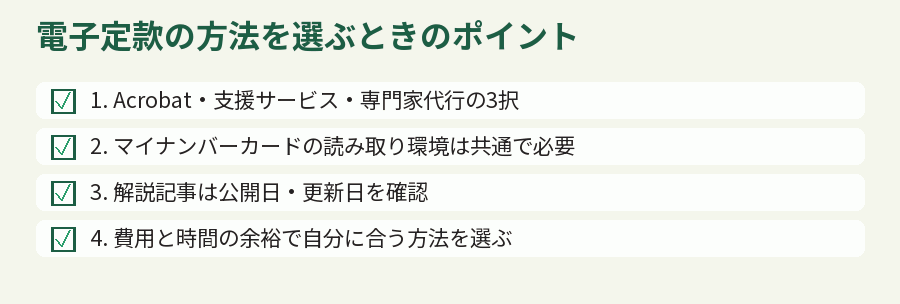 電子定款の方法を選ぶときのポイント