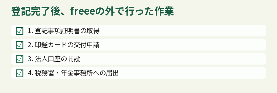 登記完了後、freeeの外で行った作業