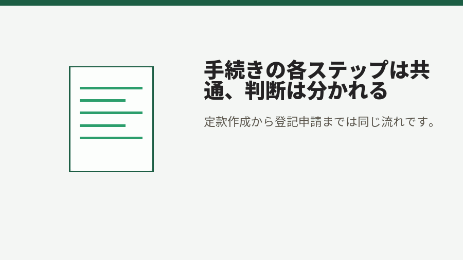 手続きの各ステップは共通、判断は分かれる