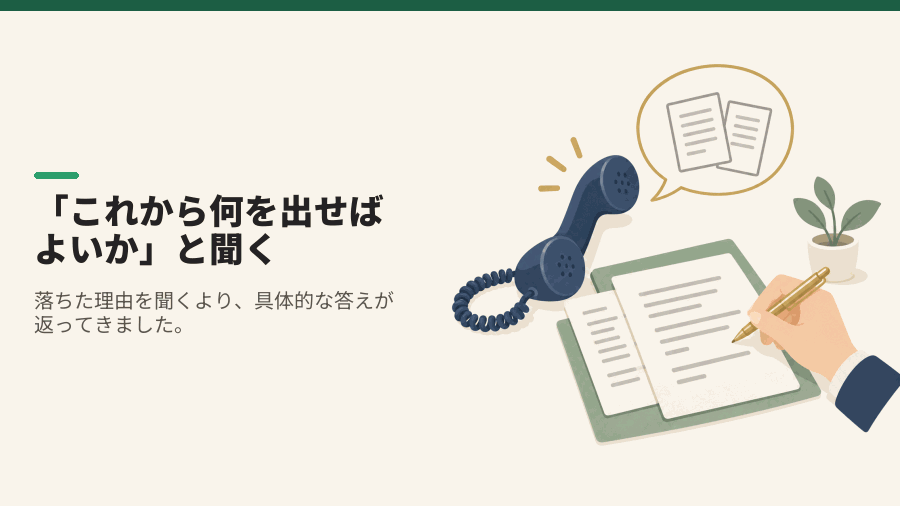 「これから何を出せばよいか」と聞く