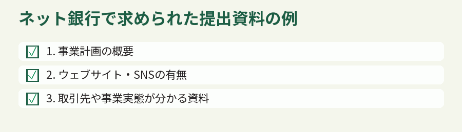 ネット銀行で求められた提出資料の例