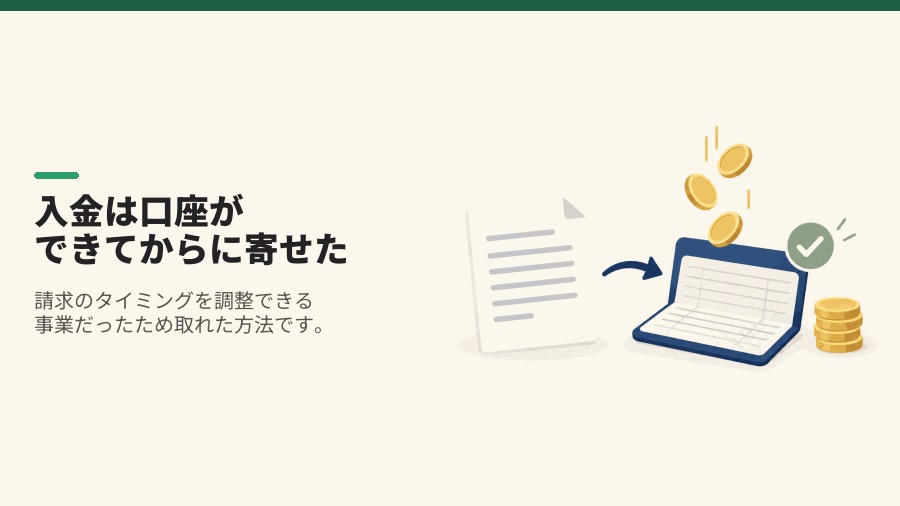 入金は口座ができてからに寄せた