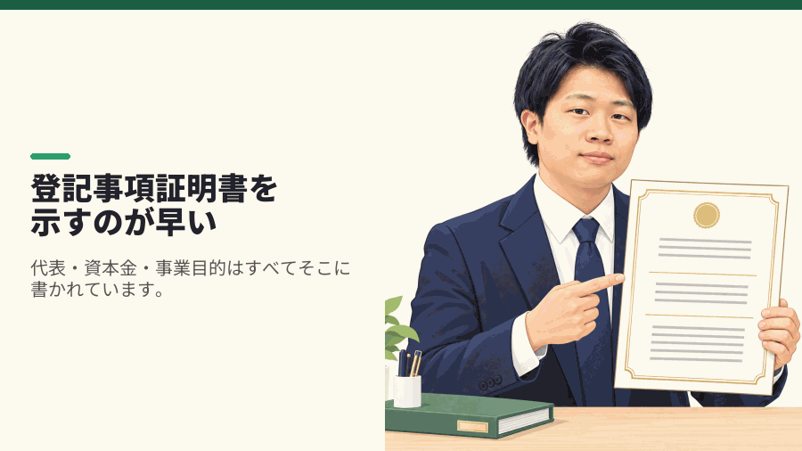 登記事項証明書を示すのが早い