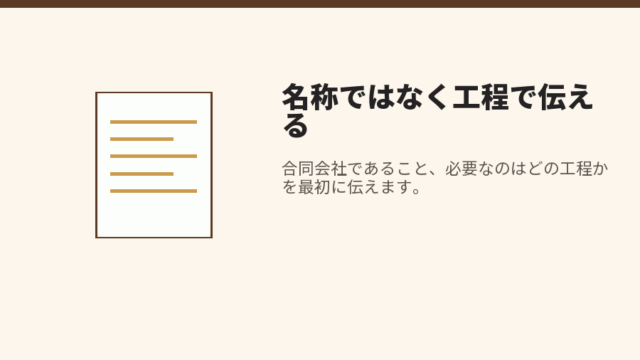 名称ではなく工程で伝える