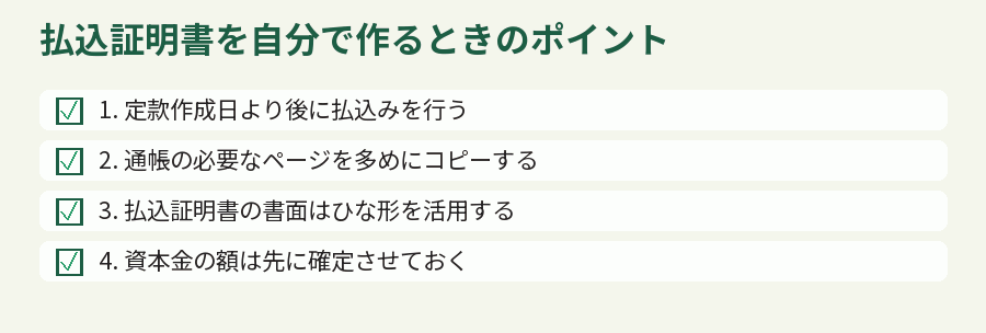 払込証明書を自分で作るときのポイント