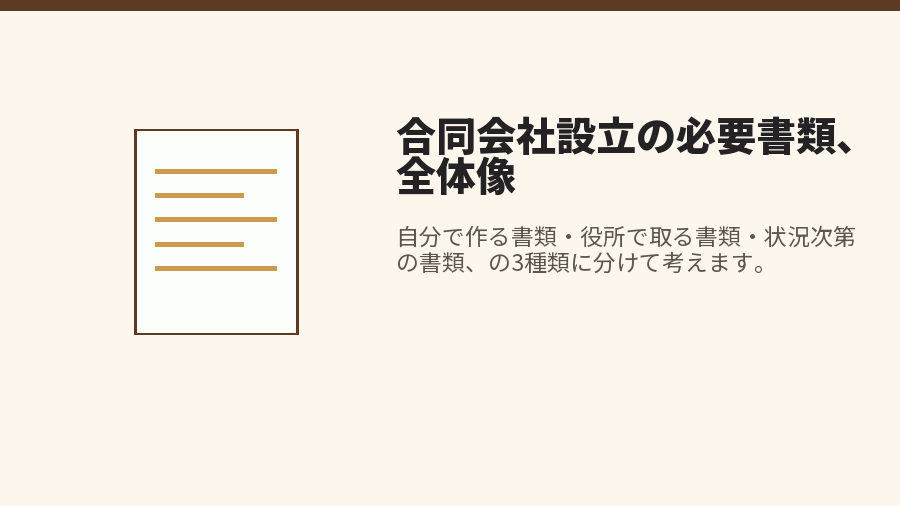 合同会社設立の必要書類、全体像