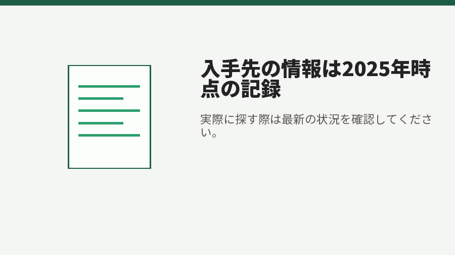 入手先の情報は2025年時点の記録