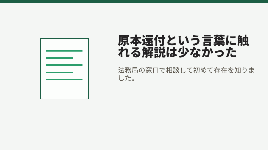 原本還付という言葉に触れる解説は少なかった