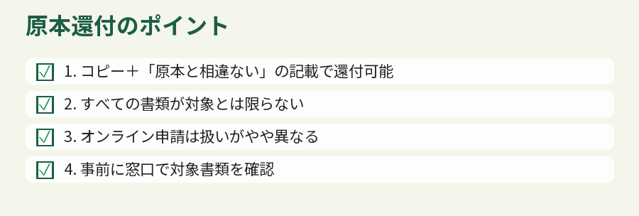 原本還付のポイント