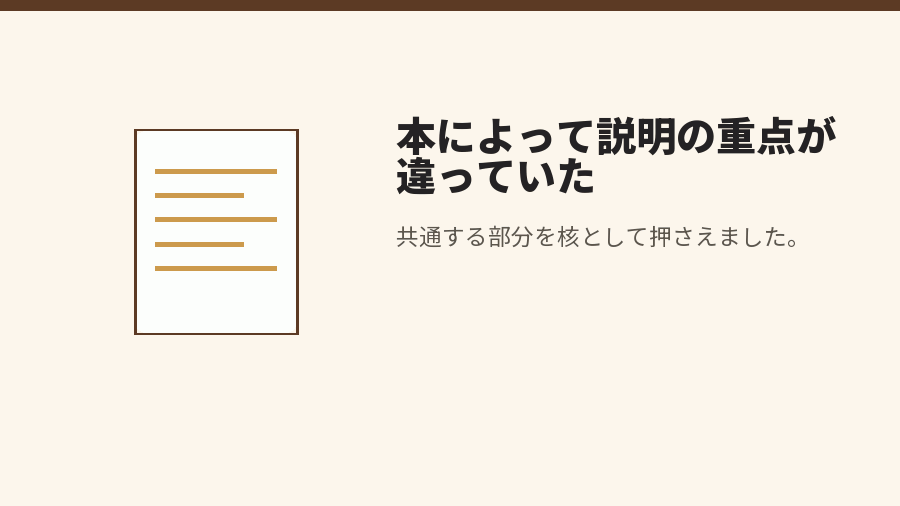 本によって説明の重点が違っていた