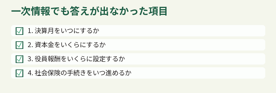 一次情報でも答えが出なかった項目
