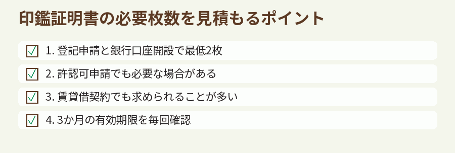 印鑑証明書の必要枚数を見積もるポイント