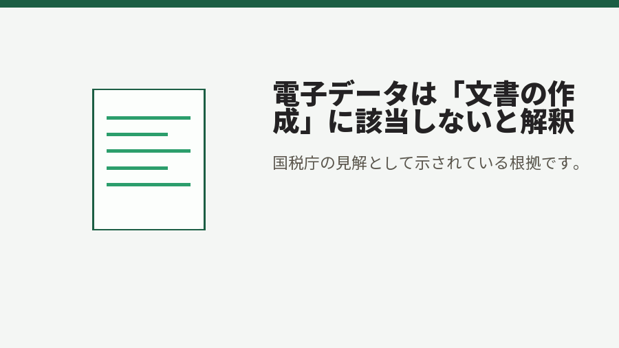 電子データは「文書の作成」に該当しないと解釈