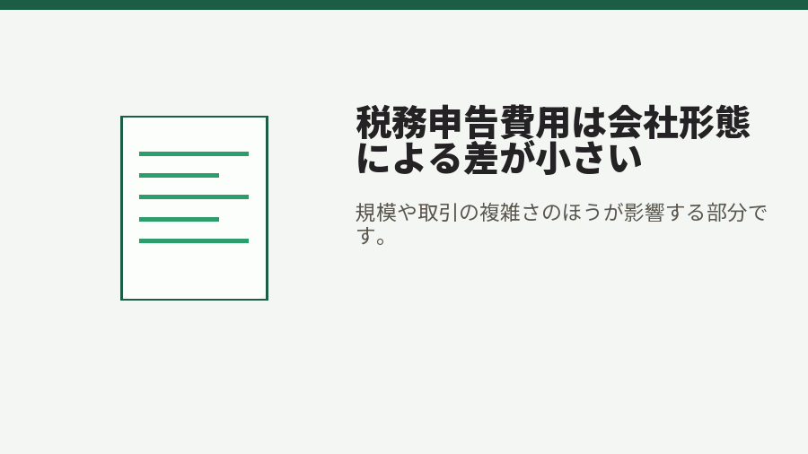 税務申告費用は会社形態による差が小さい