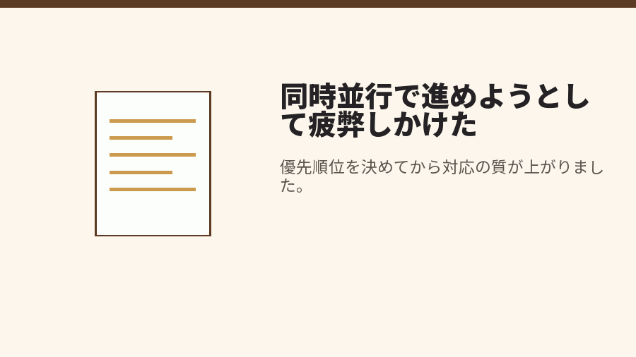 同時並行で進めようとして疲弊しかけた