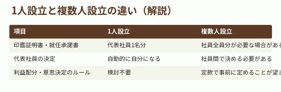 1人設立と複数人設立の違い（解説）
