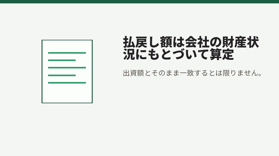 払戻し額は会社の財産状況にもとづいて算定