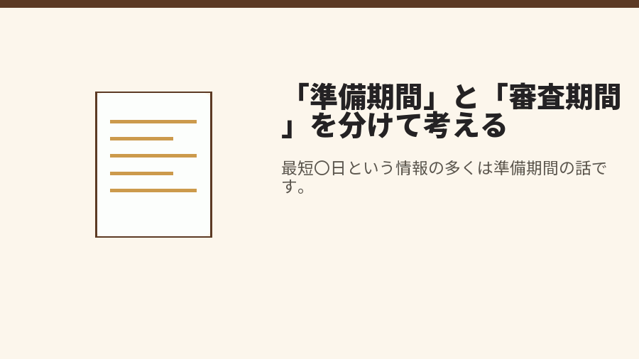 「準備期間」と「審査期間」を分けて考える