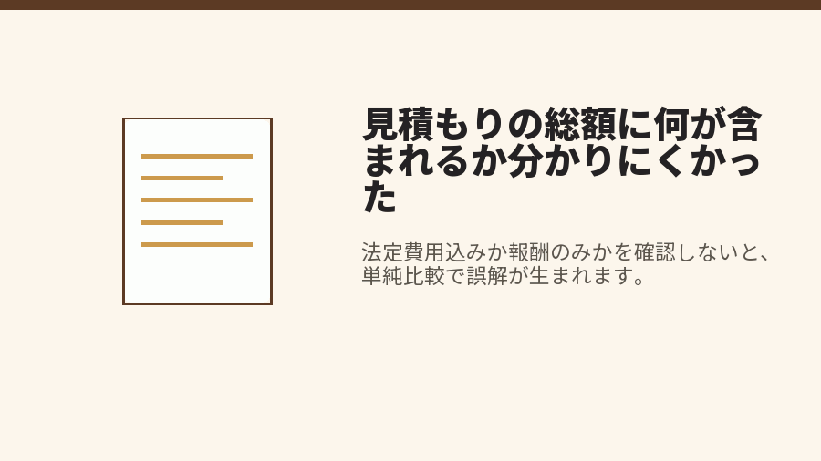 見積もりの総額に何が含まれるか分かりにくかった