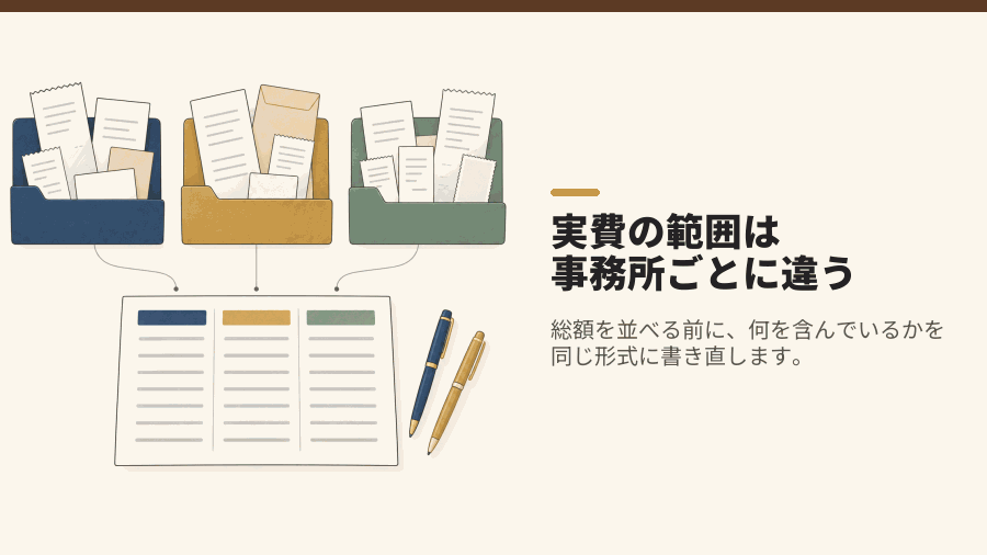 実費の範囲は事務所ごとに違う