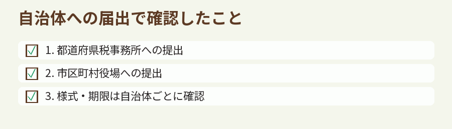 自治体への届出で確認したこと