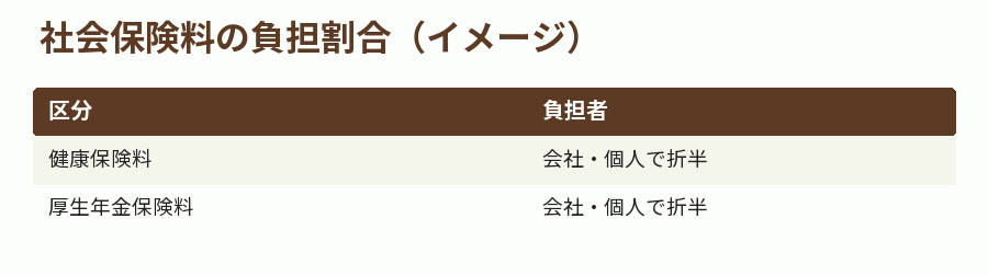 社会保険料の負担割合（イメージ）