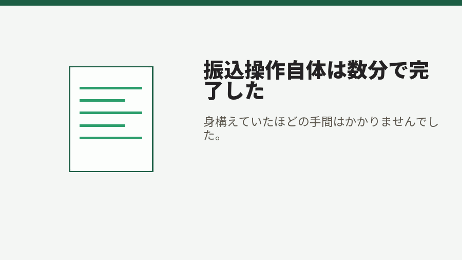 振込操作自体は数分で完了した