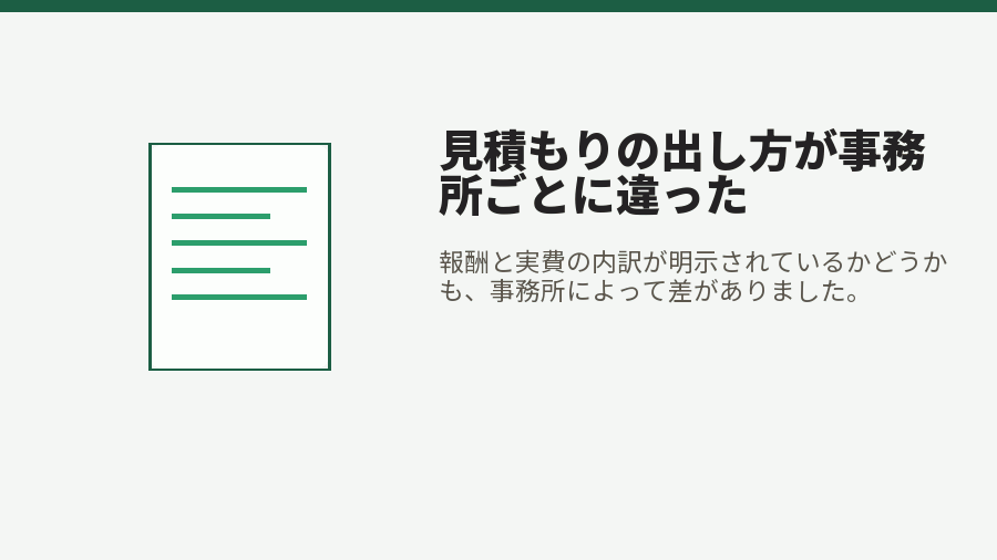 見積もりの出し方が事務所ごとに違った