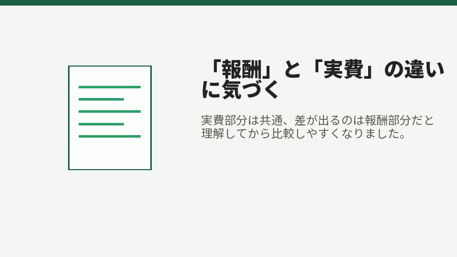 「報酬」と「実費」の違いに気づく