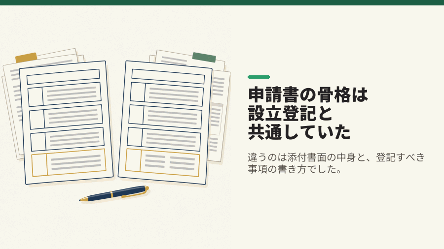 申請書の骨格は設立登記と共通していた