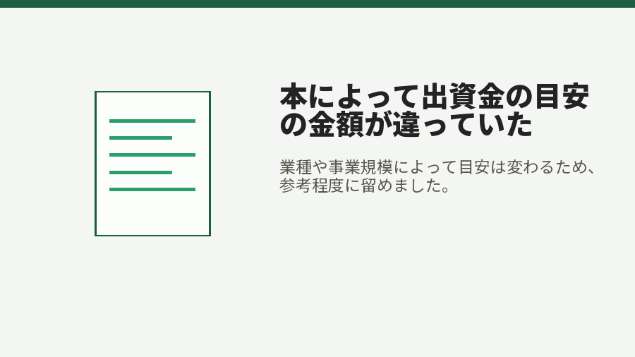 本によって出資金の目安の金額が違っていた