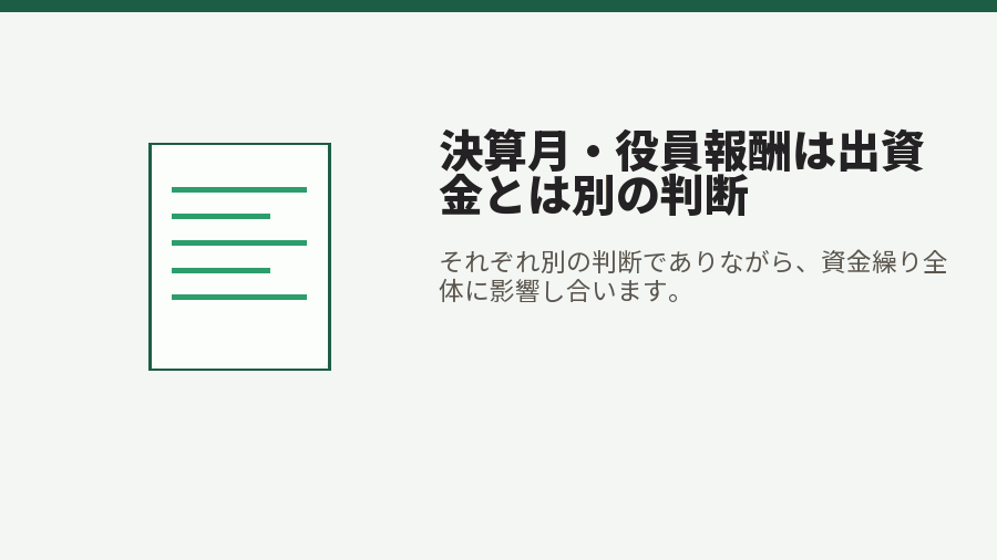 決算月・役員報酬は出資金とは別の判断
