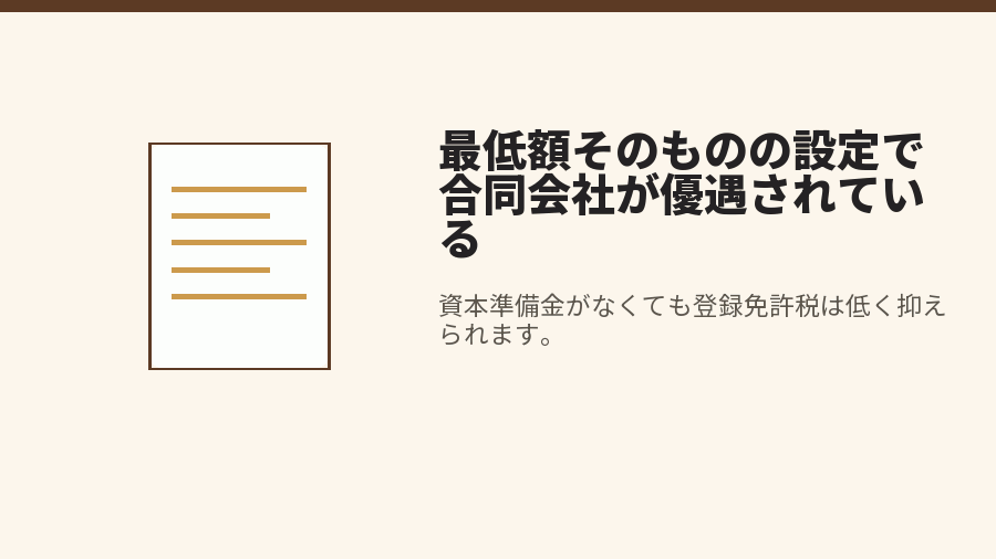 最低額そのものの設定で合同会社が優遇されている