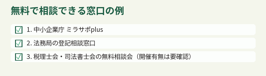 無料で相談できる窓口の例