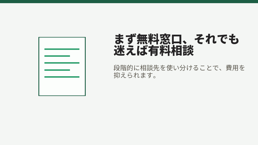 まず無料窓口、それでも迷えば有料相談
