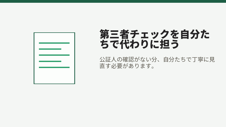第三者チェックを自分たちで代わりに担う
