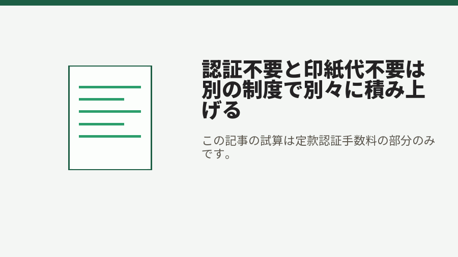 認証不要と印紙代不要は別の制度で別々に積み上げる