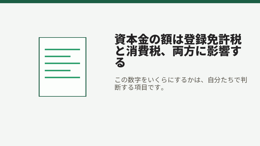 資本金の額は登録免許税と消費税、両方に影響する