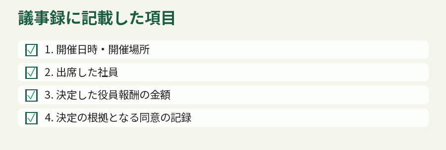 議事録に記載した項目